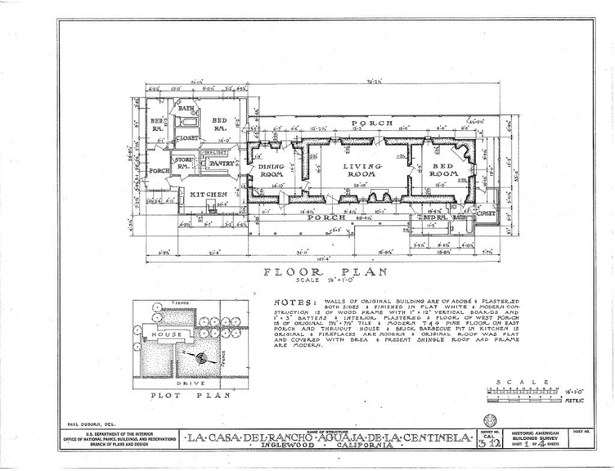 Floor Plan 1934 - Historical American Building Survey / Library of Congress